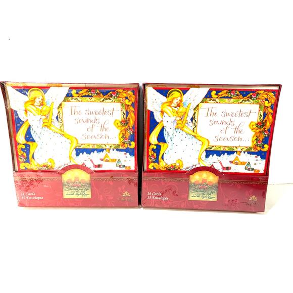 DaySpring Christmas Cards 2 Boxes of 14 Angels Religious Card Lot NEW - Picture 2 of 4